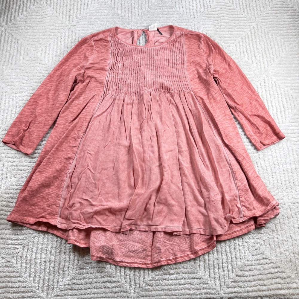 Akemi + Kin Tunic Top Women's Small Pink Smocked Babydoll Boho Anthropologie